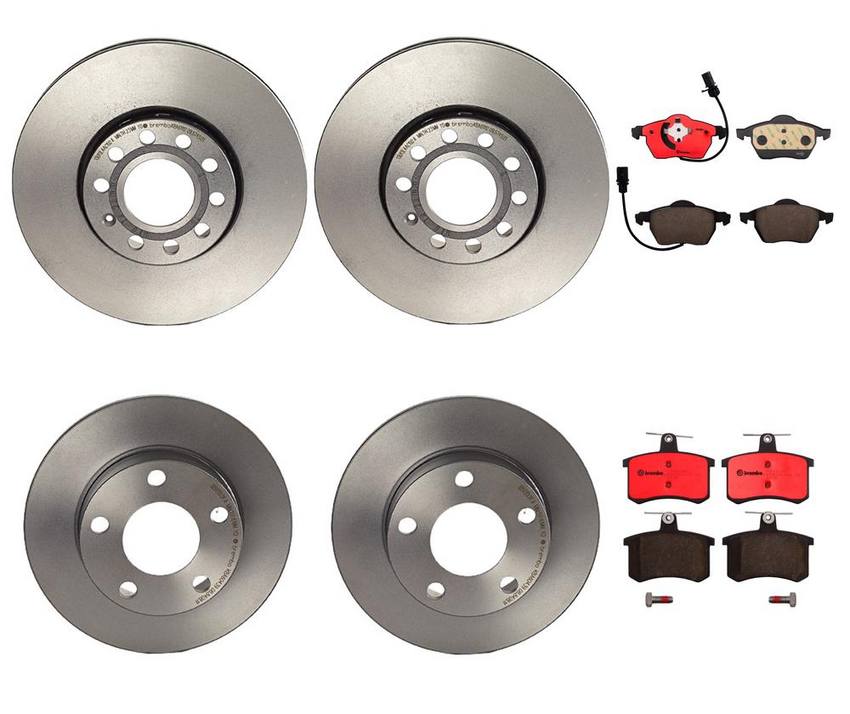 Audi Brake Kit Pads and Rotors Front and Rear (288mm/245mm) (Ceramic) 8E0615301Q Brembo